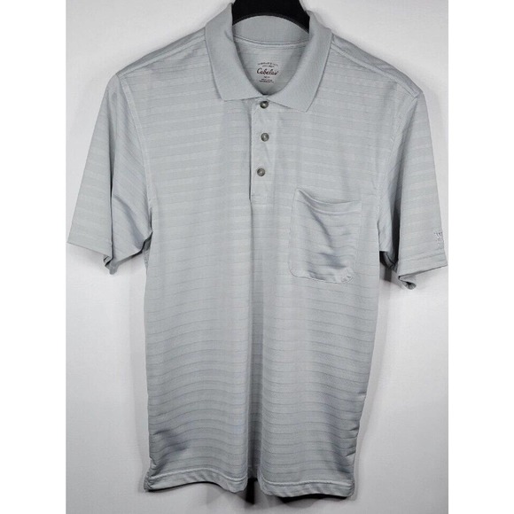 Cabelas Wick Advance Mens Polo Shirt Size M Gray Golf Athletic Short Sleeve - Picture 1 of 7